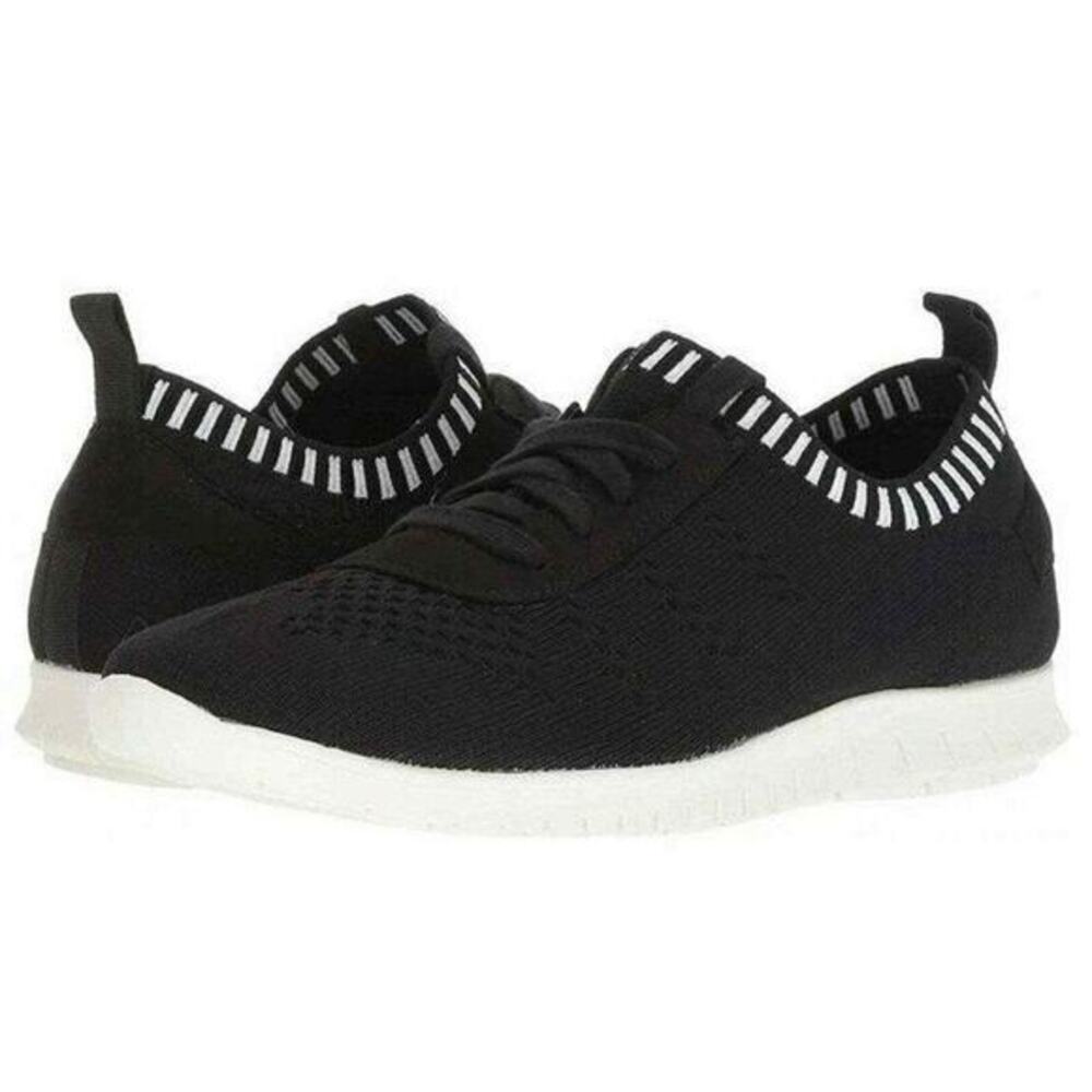 Steve Madden women's jei black white knit lace up fashion sneakers casual size 8